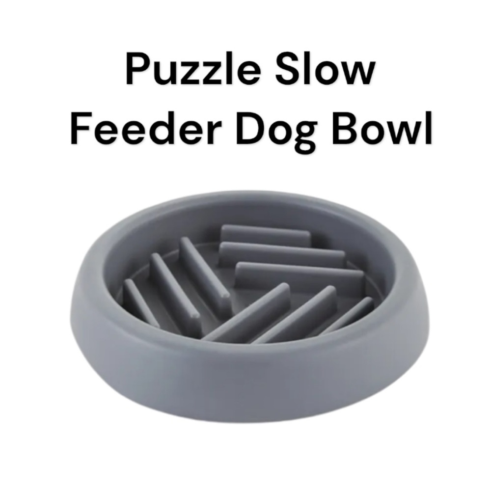 Gray Puzzle Slow-Feeder 6 fl oz Dog Bowl